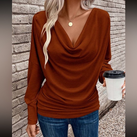 Boho draped front batwing sleeve top - Picture 13 of 15